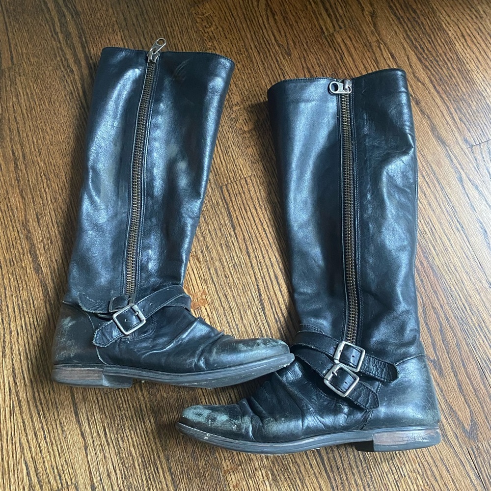 Tall black rustic looking Steve Madden boots